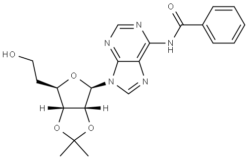N-(9-((3aR,4R,6R,6aR)-6-(2-hydroxyethyl)-2,2-dimethyltetrahydrofuro[3,4-d][1,3]dioxol-4-yl)-9H-purin-6-yl)benzamide Structure