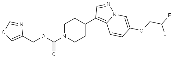 1-Piperidinecarboxylic acid, 4-[6-(2,2-difluoroethoxy)pyrazolo[1,5-a]pyridin-3-yl]-, 4-oxazolylmethyl ester Structure