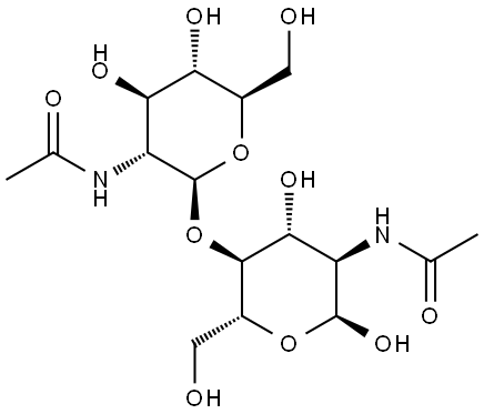 α-D-Glucopyranose, 2-(acetylamino)-4-O-[2-(acetylamino)-2-deoxy-β-D-glucopyranosyl]-2-deoxy- Structure