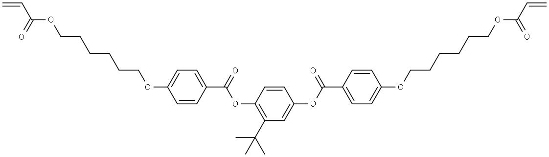 Benzoic acid, 4-[[6-[(1-oxo-2-propen-1-yl)oxy]hexyl]oxy]-, 1,1'-[2-(1,1-dimethylethyl)-1,4-phenylene] ester Structure