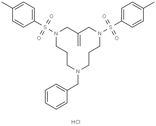 9-benzyl-3-methylene-1,5-ditosyl-1,5,9-triazacyclododecane hydrochloride Structure