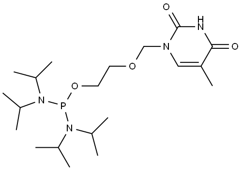1-((2-((bis(diisopropylamino)phosphino)oxy)ethoxy)methyl)-5-methylpyrimidine-2,4(1H,3H)-dione Structure