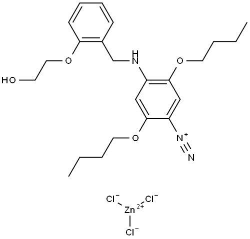 Benzenediazonium, 2,5-dibutoxy-4-[[o-(2-hydroxyethoxy)benzyl]amino]-, trichlorozincate (1-) (8CI) Structure