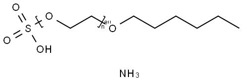 Polyethylene glycol hexyl ether sulfate, ammonium salt Structure