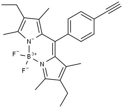 Boron, [3-?ethyl-?5-?[(4-?ethyl-?3,?5-?dimethyl-?2H-?pyrrol-?2-?ylidene-?κN)?(4-?ethynylphenyl)?methyl]?-?2,?4-?dimethyl-?1H-?pyrrolato-?κN]?difluoro-?, (T-?4)?- Structure