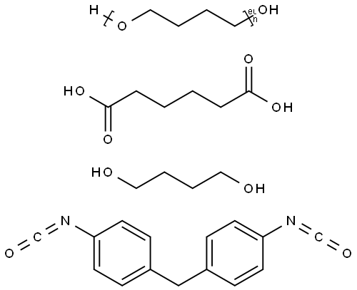 Hexanedioic acid, polymer with 1,4-butanediol, .alpha.-hydro-.omega.-hydroxypoly(oxy-1,4-butanediyl) and 1,1'-methylenebis[4-isocyanatobenzene] Structure