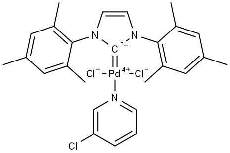 Palladium,dichloro(3-chloropyridine-κN)[1,3-dihydro-1,3-bis(2,4,6-trimethylphenyl)-2H-imidazol-2-ylidene]-, (SP-4-1)- (9CI, ACI) Structure