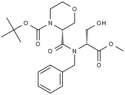D-Serine, N-[[(3R)-4-[(1,1-dimethylethoxy)carbonyl]-3-morpholinyl]carbonyl]-N-(phenylmethyl)-, methyl ester Structure