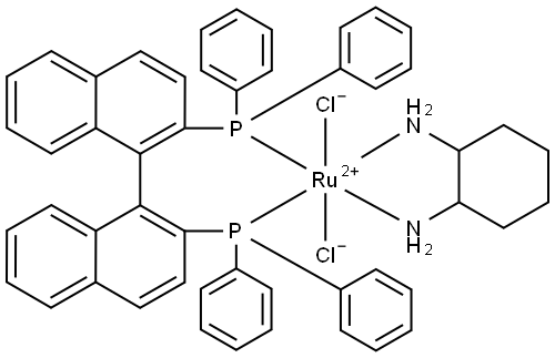 Ruthenium, [1,1′-(1R)-[1,1′-binaphthalene]-2,2′-diylbis[1,1-diphenylphosphine-κP]]dichloro[(1R,2R)-1,2-cyclohexanediamine-κN1,κN2]-, (OC-6-13)- Structure