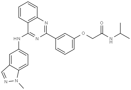 N-isopropyl-2-(3-(4-((1-methyl-1H-indazol-5-yl)amino)quinazolin-2-yl)phenoxy)acetamide Structure