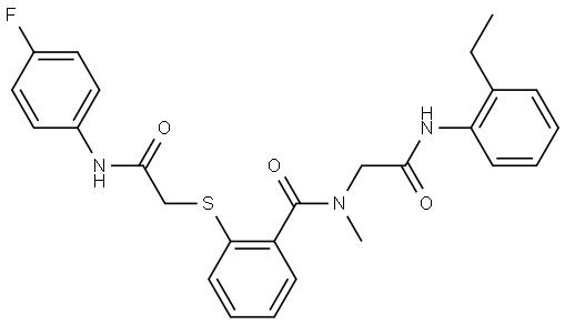 Benzamide, N-[2-[(2-ethylphenyl)amino]-2-oxoethyl]-2-[[2-[(4-fluorophenyl)amino]-2-oxoethyl]thio]-N-methyl- Structure