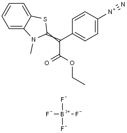 Benzenediazonium, 4-[2-ethoxy-1-(3-methyl-2(3H)-benzothiazolylidene)-2-oxoethyl]-, tetrafluoroborate(1-) (1:1) (ACI) Structure