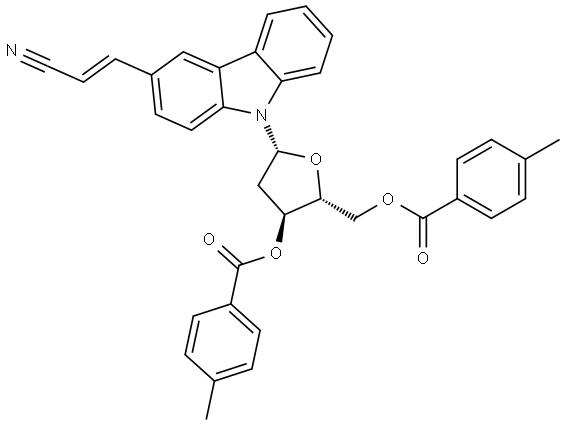 3-cyanovinylcarbazole-1'-β-deoxyriboside-3',5'-di-(p-toluoyl) ester Structure