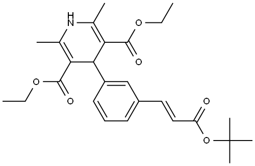 3,5-Pyridinedicarboxylic acid, 4-[3-[(1E)-3-(1,1-dimethylethoxy)-3-oxo-1-propen-1-yl]phenyl]-1,4-dihydro-2,6-dimethyl-, 3,5-diethyl ester Structure