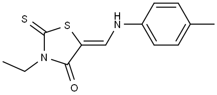 4-Thiazolidinone, 3-ethyl-5-[[(4-methylphenyl)amino]methylene]-2-thioxo-, (Z)- Structure