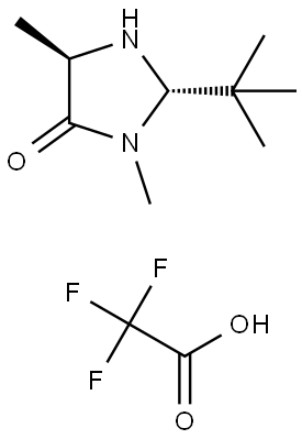4-Imidazolidinone, 2-(1,1-dimethylethyl)-3,5-dimethyl-, (2S,5R)-, 2,2,2-trifluoroacetate (1:1) Structure