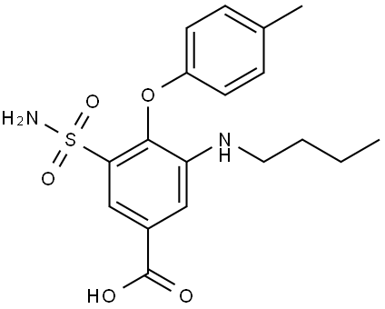 Benzoic acid, 3-(aminosulfonyl)-5-(butylamino)-4-(4-methylphenoxy)- Structure