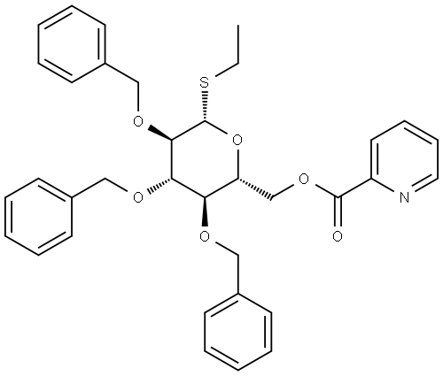 ethyl 2,3,4-tri-O-benzyl-6-O-picoloyl-1-thio-β-D-glucopyranoside Structure