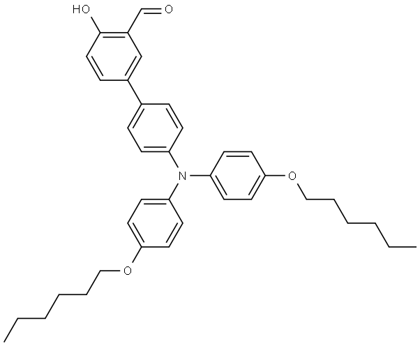 4'-(bis(4-(hexyloxy)phenyl)amino)-4-hydroxy-[1,1'-biphenyl]-3-carbaldehyde Structure