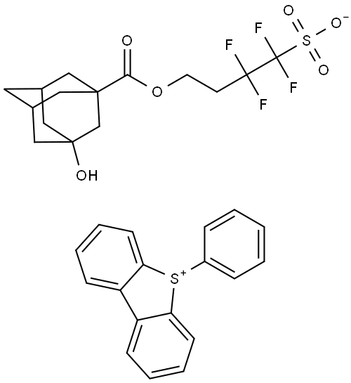 5-Phenyldibenzothiophenium 3,3,4,4-tetrafluoro-4-sulfobutyl 3-hydroxytadamantanyl-1-carboxylate Structure