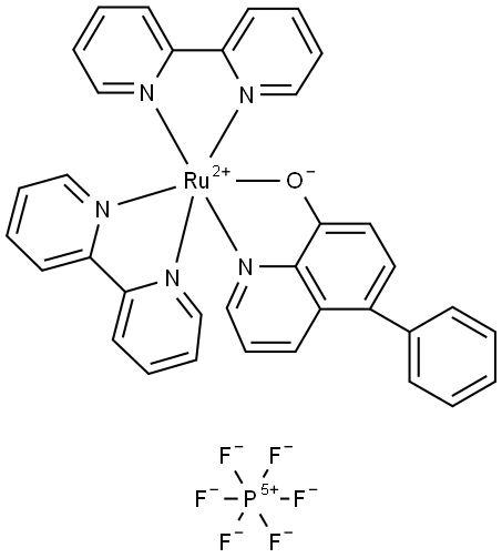 Ruthenium(1+), bis(2,2′-bipyridine-κN1,κN1′)(5-phenyl-8-quinolinolato-κN1,κO8)-,… Structure
