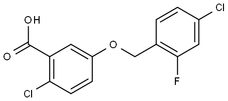 2-chloro-5-((4-chloro-2-fluorobenzyl)oxy)benzoic acid Structure
