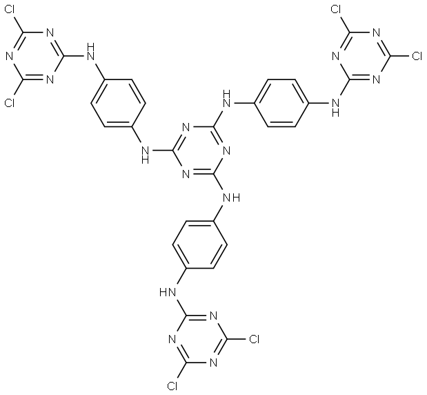 N2,N4,N6-tris(4-((4,6-dichloro-1,3,5-triazin-2-yl)amino)phenyl)-1,3,5-triazine-2,4,6-triamine Structure