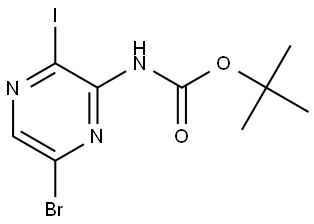tert-Butyl (6-bromo-3-iodopyrazin-2-yl)carbamate Structure