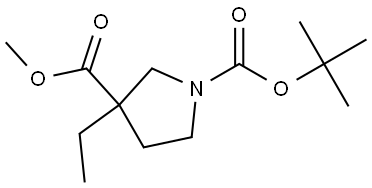 1,3-Pyrrolidinedicarboxylic acid, 3-ethyl-, 1-(1,1-dimethylethyl) 3-methyl ester Structure