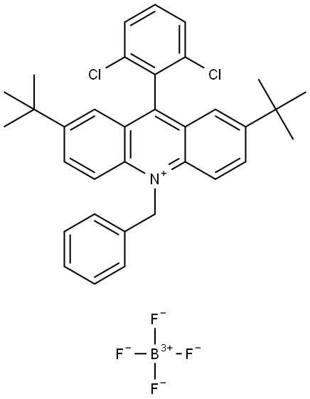 Acridinium, 9-(2,6-dichlorophenyl)-2,7-bis(1,1-dimethylethyl)-10-(phenylmethyl)-, tetrafluoroborate(1-) (1:1) Structure