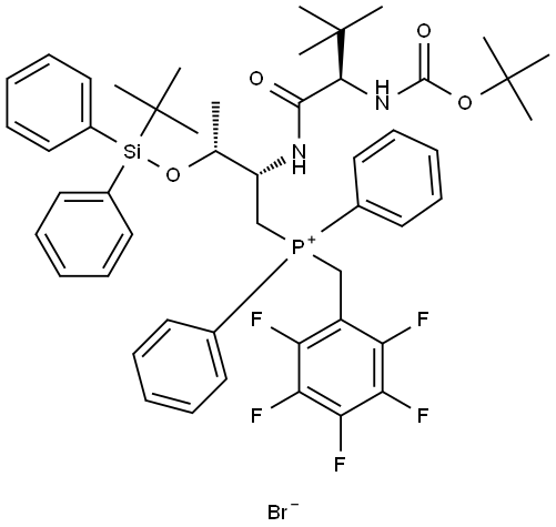 [(2S,3R)-2-[[(2R)-2-[[(1,1-dimethylethoxy)carbonyl]amino]-3,3-dimethyl-1-oxobutyl]amino]-3-[[(1,1-dimethylethyl)diphenylsilyl]oxy]butyl][(2,3,4,5,6-pentafluorophenyl)methyl]diphenyl-Phosphonium bromide Structure