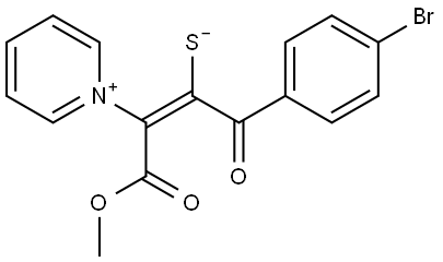 Pyridinium, 1-[(1Z)-3-(4-bromophenyl)-2-mercapto-1-(methoxycarbonyl)-3-oxo-1-propen-1-yl]-, inner salt Structure