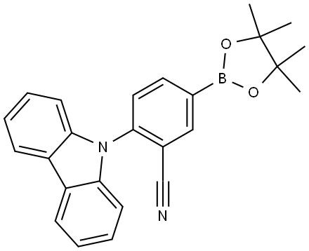 2-(9H-carbazol-9-yl)-5-(4,4,5,5-tetramethyl-1,3,2-dioxaborolan-2-yl)benzonitrile Structure
