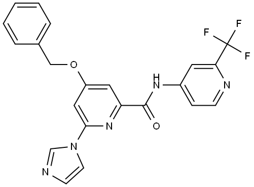 4-(benzyloxy)-6-(1H-imidazol-1-yl)-N-(2-(trifluoromethyl)pyridin-4-yl)picolinamide Structure