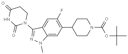 tert-butyl 4-[3-(2,4-dioxohexahydropyrimidin-1-yl)-5-fluoro-1-methylindazol-6-yl]piperidine-1-carboxylate Structure