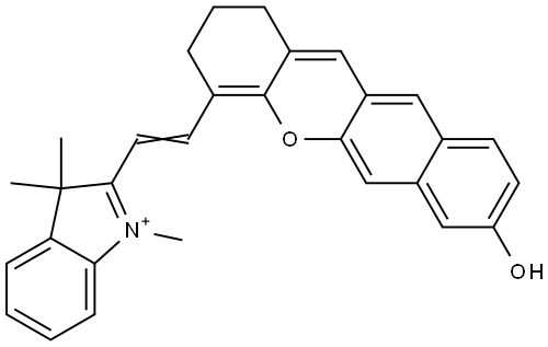 (E)-4-(2-(1,3,3-trimethyl-3H-1l4-indol-2-yl)vinyl)-2,3-dihydro-1H-benzo[b]xanthen-8-ol Structure