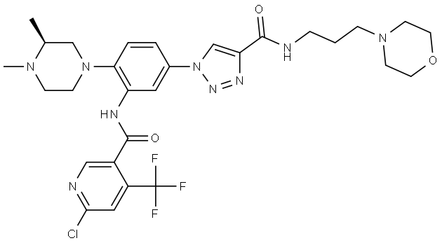 (S)-6-chloro-N-(2-(3,4-dimethylpiperazin-1-yl)-5-(4-((3-morpholinopropyl)carbamoyl)-1H-1,2,3-triazol-1-yl)phenyl)-4-(trifluoromethyl)nicotinamide Structure