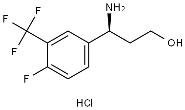 (S)-3-amino-3-(4-fluoro-3-(trifluoromethyl)phenyl)propan-1-ol hydrochloride Structure