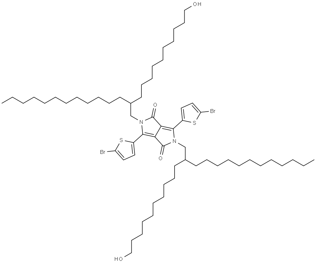 Pyrrolo[3,4-c]pyrrole-1,4-dione, 3,6-bis(5-bromo-2-thienyl)-2,5-dihydro-2,5-bis[2-(10-hydroxydecyl)tetradecyl]- Structure