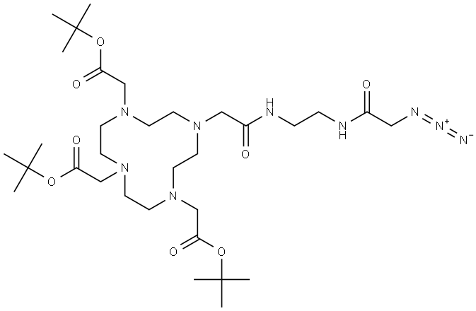 tri-tert-butyl 2,2',2''-(10-(2-((2-(2-azidoacetamido)ethyl)amino)-2-oxoethyl)-1,4,7,10-tetraazacyclododecane-1,4,7-triyl)triacetate Structure