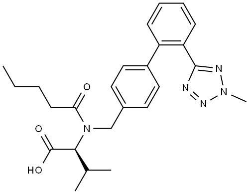 L-Valine, N-[[2′-(2-methyl-2H-tetrazol-5-yl)[1,1′-biphenyl]-4-yl]methyl]-N-(1-oxopentyl)- Structure