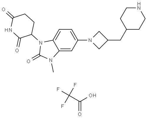 3-(3-Methyl-2-oxo-5-(3-(piperidin-4-ylmethyl)azetidin-1-yl)-2,3-dihydro-1H-benzo[d]imidazol-1-yl)piperidine-2,6-dione 2,2,2-trifluoroacetate Structure