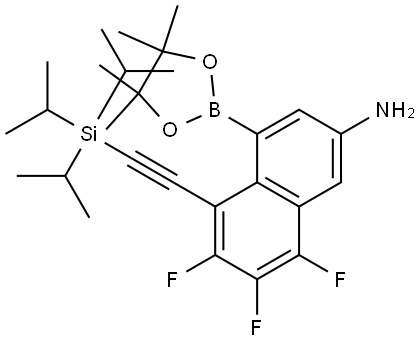 6,7,8-Trifluoro-4-(4,4,5,5-tetramethyl-1,3,2-dioxaborolan-2-yl)-5-((triisopropylsilyl)ethynyl)naphthalen-2-amine Structure