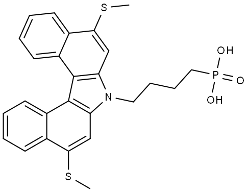 (4-(5,9-bis(methylthio)-7H-dibenzo[c,g]carbazol-7-yl)butyl)phosphonic acid Structure