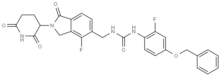 Urea, N-[[2-(2,6-dioxo-3-piperidinyl)-4-fluoro-2,3-dihydro-1-oxo-1H-isoindol-5-yl]methyl]-N′-[2-fluoro-4-(phenylmethoxy)phenyl]- Structure