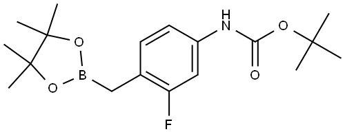 tert-Butyl (3-fluoro-4-((4,4,5,5-tetramethyl-1,3,2-dioxaborolan-2-yl)methyl)phenyl)carbamate Structure