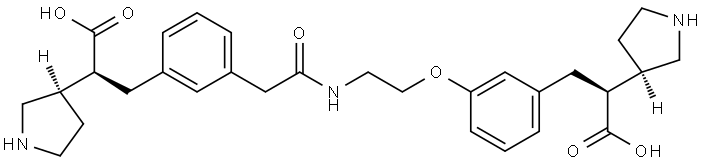 (S)-3-(3-(2-((2-(3-((S)-2-Carboxy-2-((R)-pyrrolidin-3-yl)ethyl)phenoxy)ethyl)amino)-2-oxoethyl)phenyl)-2-((R)-pyrrolidin-3-yl)propanoic acid Structure