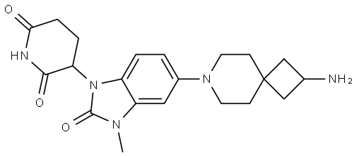 3-(5-(2-Amino-7-azaspiro[3.5]nonan-7-yl)-3-methyl-2-oxo-2,3-dihydro-1H-benzo[d]imidazol-1-yl)piperidine-2,6-dione Structure