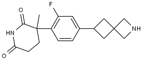 3-(2-Fluoro-4-(2-azaspiro[3.3]heptan-6-yl)phenyl)-3-methylpiperidine-2,6-dione Structure