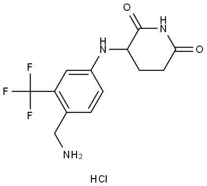3-((4-(Aminomethyl)-3-(trifluoromethyl)phenyl)amino)piperidine-2,6-dione hydrochloride Structure